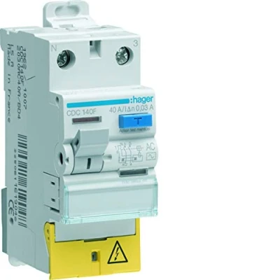 Image de interrupteur différentiel hager 40a 100 ma 1 pôle + neutre type ac vis /