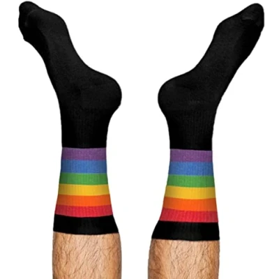 Image de TODO Pride chaussettes longues éponge motif arc en ciel unisexe coton LGBT pour femmes hommes drapeau coloré Fierté