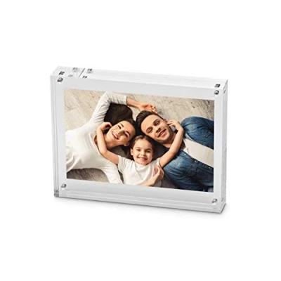 Image de MAUL Cadre photo MAULstyle en acrylique 11,5x9x2,4cm double face format portrait ou paysage pour photos, collages et images large une bonne stabilité Transparent