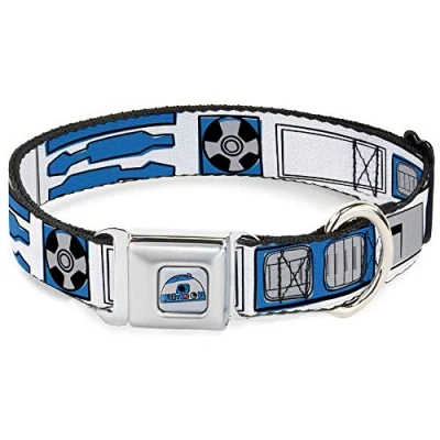Image de Collier pour Chien avec Boucle de Ceinture sécurité Star Wars R2D2 Bounding Parts Blanc Noir Bleu Gris Rouge 16 à 23 Pouces 1,5 Large