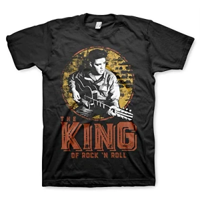 Image de ELVIS PRESLEY Officiellement sous Licence The King of Rock &#039;n Roll T Shirt pour Hommes (Noir), Small