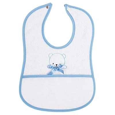 Image de FILET Bavoir en Eponge à Broder, Blanc/Bleu, Taille Unique, 1 Pièce