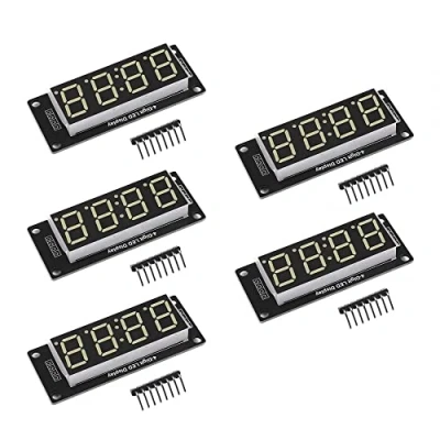 Image de Module d&#039;affichage Numérique,5 pièces TM1637 4 Bits Tube Numérique LED,Tube à 7 Segments avec Affichage de l&#039;horloge,Tube Blanc 0,56 pouces