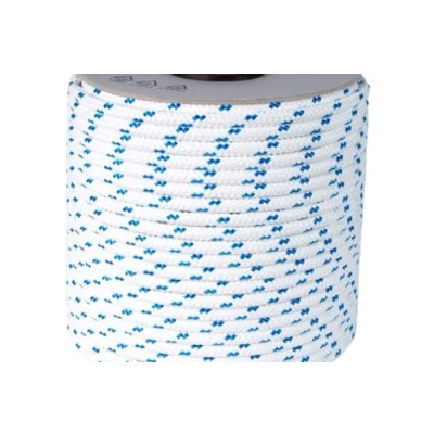 Image de Corde de Bateau, Ancienne Corderia Marra Tresse Nautique 10 mm x 100 m, Blanche avec Motif Bleu