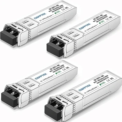 Image de QSFPTEK 4Pack 10GBASE SR SFP+ Transceiver LC Mini GBIC Multimode 850nm, 300M, DDM 10G Module for Cisco SFP SR, Ubiquiti UF MM 10G, Netgear, Mikrotik, D Link, Supermicro, Linksys