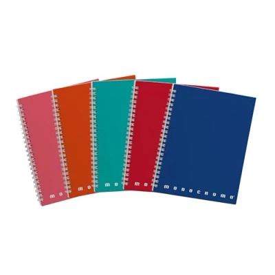 Image de Pigna Lot De 5 Cahiers À Spirales A4 Sans Trous/Micro Perforation, Lignes M, Quadrillage mm, Papier 80 G/M²