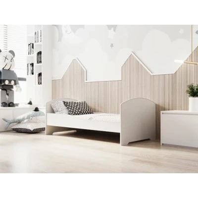 Image de KOBI Lit Enfant LUK avec Matelas, Blanc pour Chambres d&#039;enfants Un garçon et Une Fille Cadre Inclus (Blanc, 140x70)