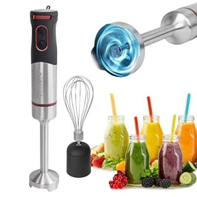 Image de classbach® Set mixeur plongeant, à main 2en1 incl. fouet + Smoothies, cocktail, purée de bébé &amp; crème fouettée,Acier inoxydable, 1000 Watt, C SMS 4001 inox