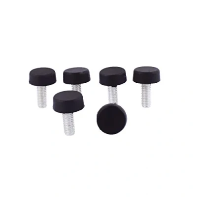 Image de sourcing map 6pcs Pieds de Nivellement Meuble Réglable Pied Patin Jambe Table Chaise Base Protection Plancher 6mm Filetage Plastique Glisse Noir