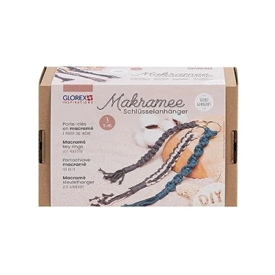 Image de GLOREX 5 1009 00 Kit créatif porte clés en macramé, à nouer soi même