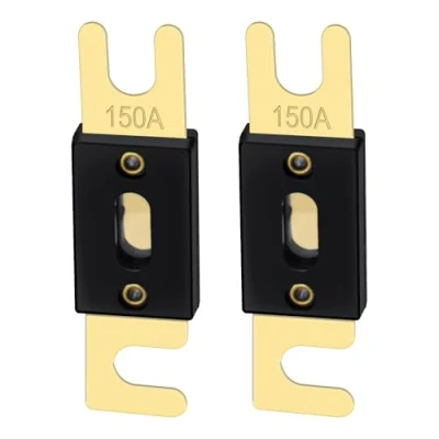Image de Heschen ANL Lot de 2 fusibles 150 A pour système audio voiture Doré et noir