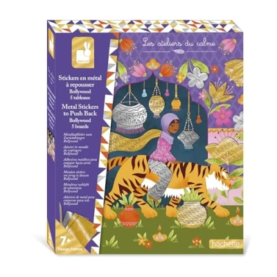 Image de Janod Stickers en Métal à Repousser 5 Tableaux Décorer Thème Bollywood Les Ateliers du Calme Kit Loisir Créatif Enfant Dextérité et Concentration Dès 7 Ans J09165
