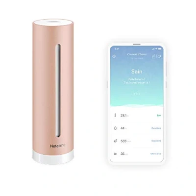 Image de Netatmo Capteur de qualité l&#039;air intérieur Connecté, température, humidité, Bruit, CO2, NHC FR