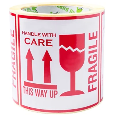 Image de OliveBird 250 Etiquettes Fragile Avec Inscription En Anglais This Way Up Handle With Care Autocollants Grande Taille 10 X Cm White Red
