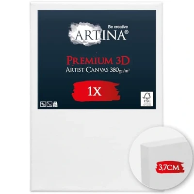 Image de Artina Premium 3D Canvas Toile Peinture 70x100 cm FSC® Châssis Bois pour Toiles 100% Coton 380 g/m² Sans Acide a Peindre Blanche Tableau Stable Apprêté 3 Fois Cadre