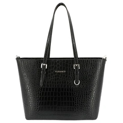 Image de Sac femme Porté à main Epaule de cours format A4 Croco Grande cabas Fourre tout Taille XL Ville Shopping Similicuir Brillant Chic Tendence (Noir)