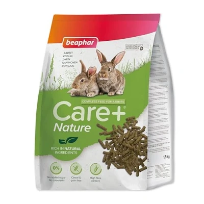 Image de Beaphar Care+® Nature Lapin Aliment Naturel pour Lapins sans céréales, Riche en Fibres et Foin Timothy Granulés Tout Un 1,5 kg
