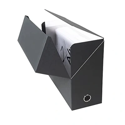 Image de Exacompta Réf. 89421E 1 Boîte transfert en papier toilé Dos 120 mm Avec un œillet métal Pour format A4 Dimensions 25,5 x 34 12 cm Couleur noir Livrée montée