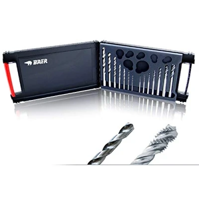 Image de BAER Kit de tarauds HSSG : taraud machine trou borgne foret carottier M 3 12 Jeu métriques Filetage coupe