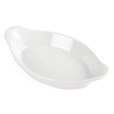 Image de Olympia Plats ovales à oreilles blancs Whiteware (Lot de 6), 20,4 cm/215 ml/7,5 oz, porcelaine vitrifiée, résistant la chaleur et aux chocs, passe au micro ondes, certifié BS4034, W441