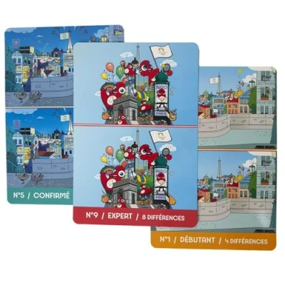 Image de CMP PARIS 2024, CJO8200, Jeu Des Differences Mascottes X18, Produit Officiel sous Licence, Livre en couleurs, Activités pour enfants: la mémoire, concentration et le raisonnement