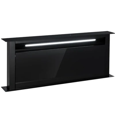Image de Klarstein Hotte Aspirante 90cm, Hottes de Cuisine 2 en 1 à Aspiration Descendante, Débit d&#039;Air 682 m3/h, 8 Modes Ventilation, Eclairage LED, Minuterie, Silencieuse