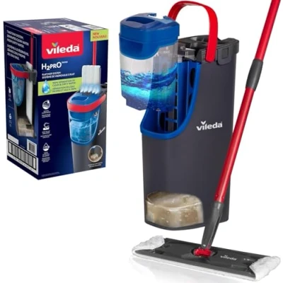 Image de Vileda H2Pro serpillère Balai à Plat avec séparation Eau Propre et Sale, Conception économe en Eau, Utilisation Facile Une Main, Rangement Compact, poignée Ergonomique
