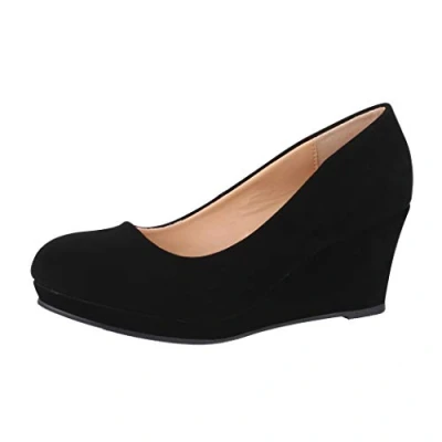 Image de Elara Chaussures à Talon Compensé Femme avec Plateforme Chunkyrayan B8011Y PM Schwarz 41