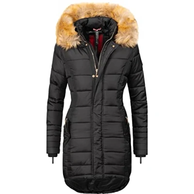 Image de Navahoo Papaya Manteau d&#039;hiver matelassé pour Dame avec Une Capuche Noir M