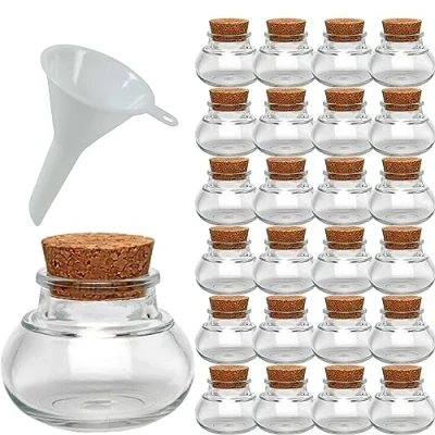 Image de Viva Haushaltswaren Lot de 25 Pots à épices 40 ML + Entonnoir Jaune Verres, Mini Bouchon pour Les Cadeaux, Épices, etc