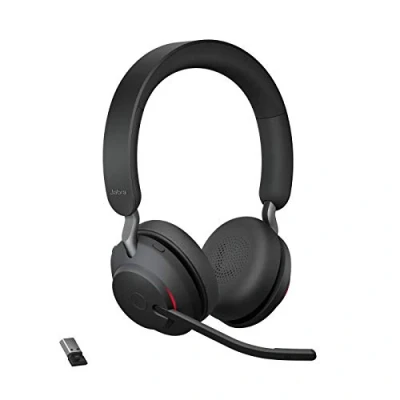 Image de Jabra Evolve2 65 Casque PC Sans Fil Audio Certifié UC avec Annulation du Bruit et Batterie Longue Durée Adaptateur Bluetooth USB A Noir