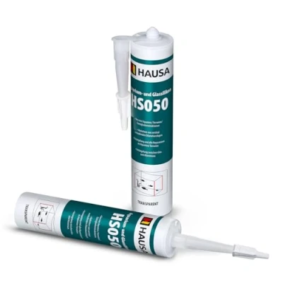 Image de HAUSA Aquarium silicone verre HS050 Colle et mastic professionnels pour aquariums terrariums constructions en Résistant à l&#039;eau douce de mer 2x310ml transparente