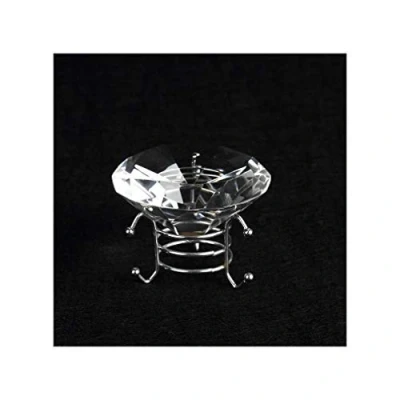 Image de lachineuse Diamant Décoratif en Verre sur Support Décoration Translucide avec Métal 7 x 5,5 cm Déco Feng Shui Asiatique Idée Cadeau Bijou Objet Zen