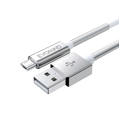 Image de EVOMIND Cable Micro USB 1M Charge Rapide et Transfert de donnees pour Samsung Galaxy S7/6/ A10/ J, Xiaomi Redmi 9c/6a/ Note 6 Pro, Manette PS4/Xbox One, autres dispositifs MicroUSB Blanc