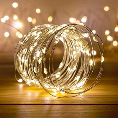 Image de Guirlande Lumineuse Argent 80 Micro LED Blanc Chaud