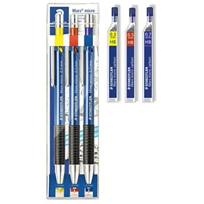 Image de Staedtler 775SCWP3 Marsmicro 0,3 0,7 Lot de 3 couleurs (1, avec mines 03 HB?05 HB?07HB)