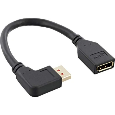 Image de InLine® Câble adaptateur DisplayPort 1.4 ST/BU, 8K4K, coudé à gauche, noir/or, 0,15 m