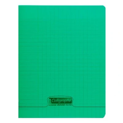 Image de Calligraphe 18125C Un Cahier Agrafé Vert (une Marque de Clairefontaine) 17x22 cm 96 Pages Grands Carreaux Papier Blanc 90 g Couverture Polypro Transparent