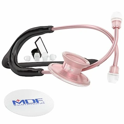 Image de MDF Acoustica, Stéthoscope à double pavillon Léger Pour médecins, infirmières, étudiants, soins domicile Tubulure noir, Lyre or Rose gold MDF747XPRG11