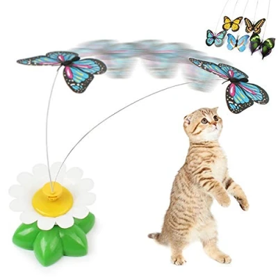 Image de LYEAA Jouet interactif pour chat rotatif à 360 intérieur et Motif papillon colibri
