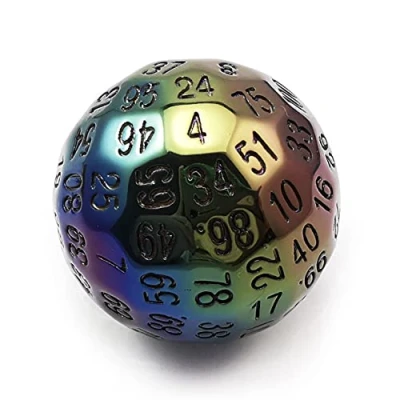 Image de Bescon Metal Plating 100 Sided Dice, Game Dice D100, Polyhedral Solid Sides 45MM in Diameter (1.8inch)