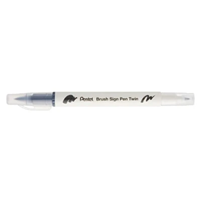 Image de Pentel Arts Brush Sign Pen Twin SESW30C Lot de 10 feutres pinceau bi pointe, Pointe large et fine, Acquarellable, Gris clair