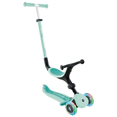 Image de Globber GOUP ACTIVE LIGHTS Trottinette évolutive 3 roues avec siège, pour les enfants de 15 mois à 6 ans, Vert menthe
