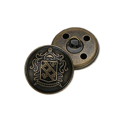 Image de Anjing Lot de 12 boutons métalliques style rétro avec fermoir à coudre Laiton vieilli, 20 mm