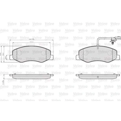 Image de VALEO 872172 Jeu de plaquettes frein Essieu arrière contact signal d&#039;usure inclus sans vis/boulons, pour conditions d’usage difficiles