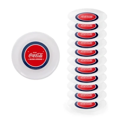 Image de Snips, Lot de12 Assiettes Coca Cola en plastique réutilisables, plates dur lavable, Diamètre 23.5 cm Made in Italy 0% Bpa