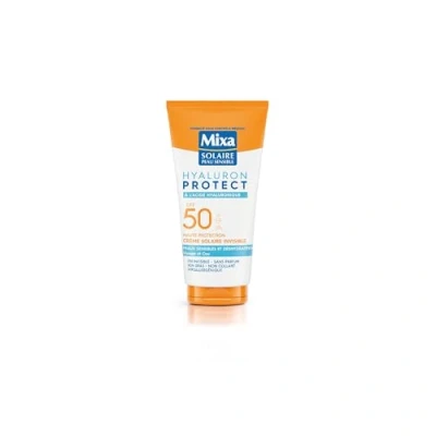 Image de Mixa Solaire Peau Sensible Crème Invisible à l&#039;Acide Hyaluronique Haute Protection SFP50 UVA, UVA longs, UVB Peaux Sensibles et Déshydratées Visage Cou Hypoallergénique 50 ml