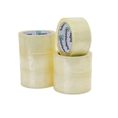 Image de SmithPackaging Lot de 6 rouleaux ruban adhésif d&#039;emballage en acrylique transparent 48 mm x 66 m