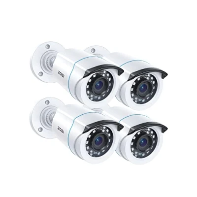 Image de ZOSI Lot de 4 1080p Caméra Surveillance Extérieure IP66, Vision Nocturne 24m, Objectif 3,6mm, pour Système HD TVI