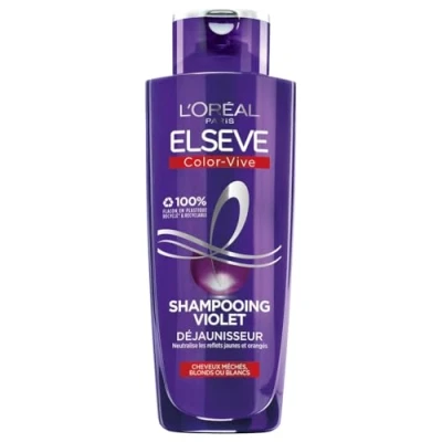 Image de L&#039;Oréal Paris Shampooing Violet Déjaunisseur Pour Cheveux Blonds, Décolorés, Méchés ou Blancs Neutralisation des Reflets Jaunes &amp; Orangés Elseve Color Vive 200 ml